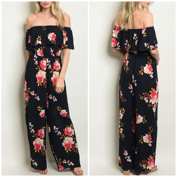 Pants - LAST 1‼️NAVY FLORAL- JUMPSUIT